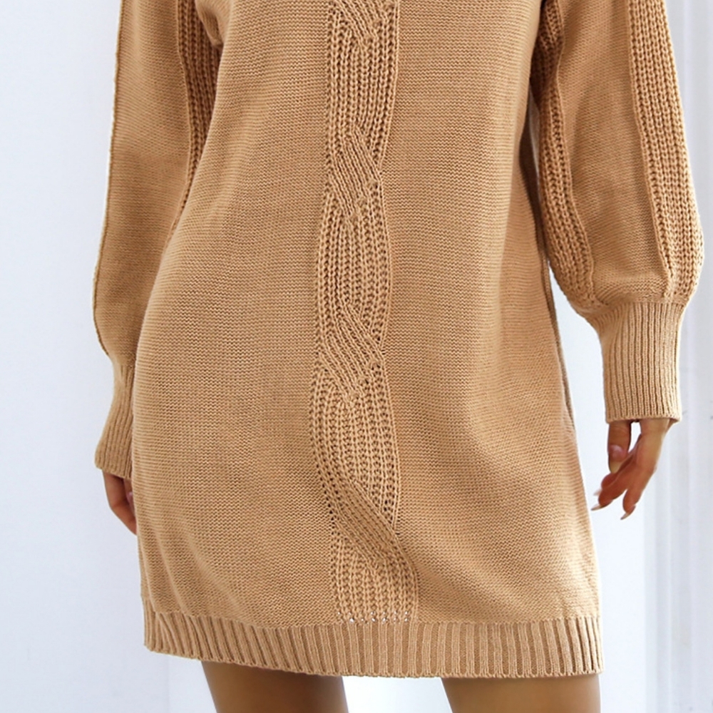Camel Turtleneck Sweater Dress - Picture 6 of 8
